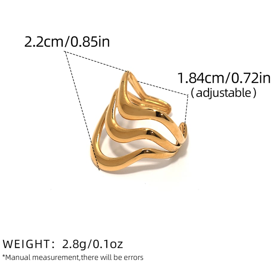 1 Piece Simple Irregular Shape Stainless Steel  Gold Color  Statement Rings 