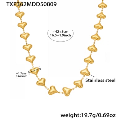 Romantic Heart Stainless Steel Gold Color Women's Jewelry Sets h5 