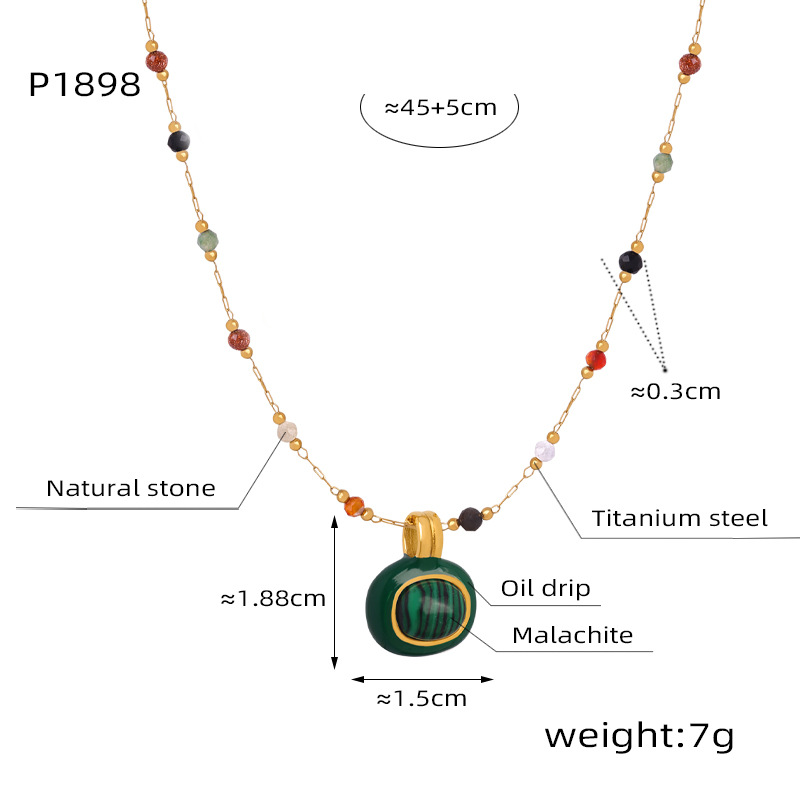 Klassische unregelmäßige Form Edelstahl Gold Farbe Naturstein Damen Schmuck Sets 