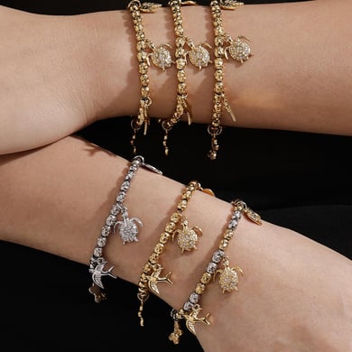 Luxurious Animal Stainless Steel Gold Color Zircon Women's Jewelry Sets h5 Picture10