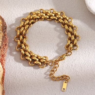 1 Piece Minimalist Chain Stainless Steel Gold Color Women's Chain Bracelets h5 Picture5