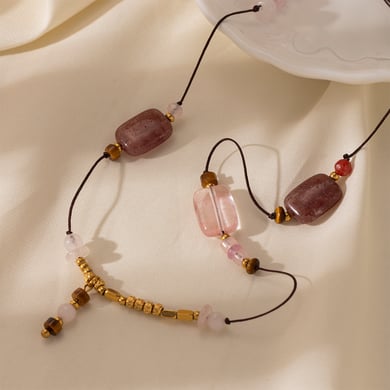 Collana con perline in pietra naturale da 1 pezzo h5 Immagine3