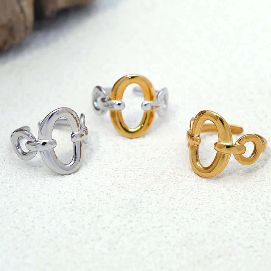 1 Stück einfache rechteckige Statement-Ringe aus Edelstahl in Goldfarbe für Damen Bild4