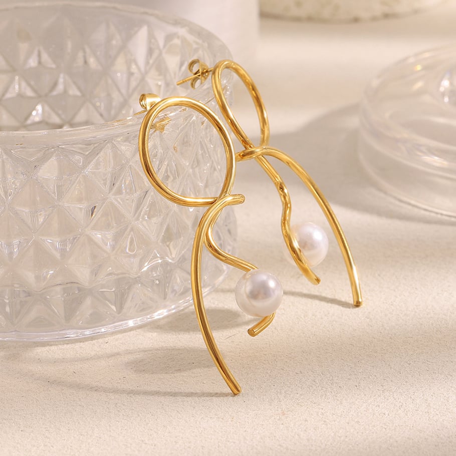 1 Pair Irregular Shape Stainless Steel Gold Color Women's Drop Earrings Picture5