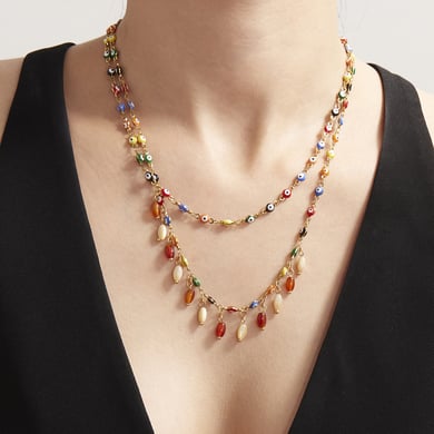 1 Piece Retro Agate Devil's Eye Stainless Steel Women's Pendant Necklaces h5 Picture3