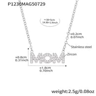 P1230-Steel MOM zircon necklace 38+5cm Picture2