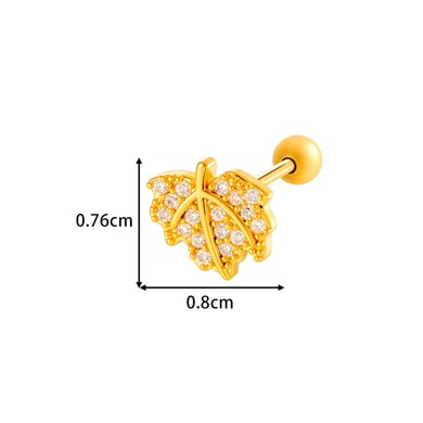 1 Piece Flower Heart Copper Gold Color Zircon Piercing Earring h5 Picture2
