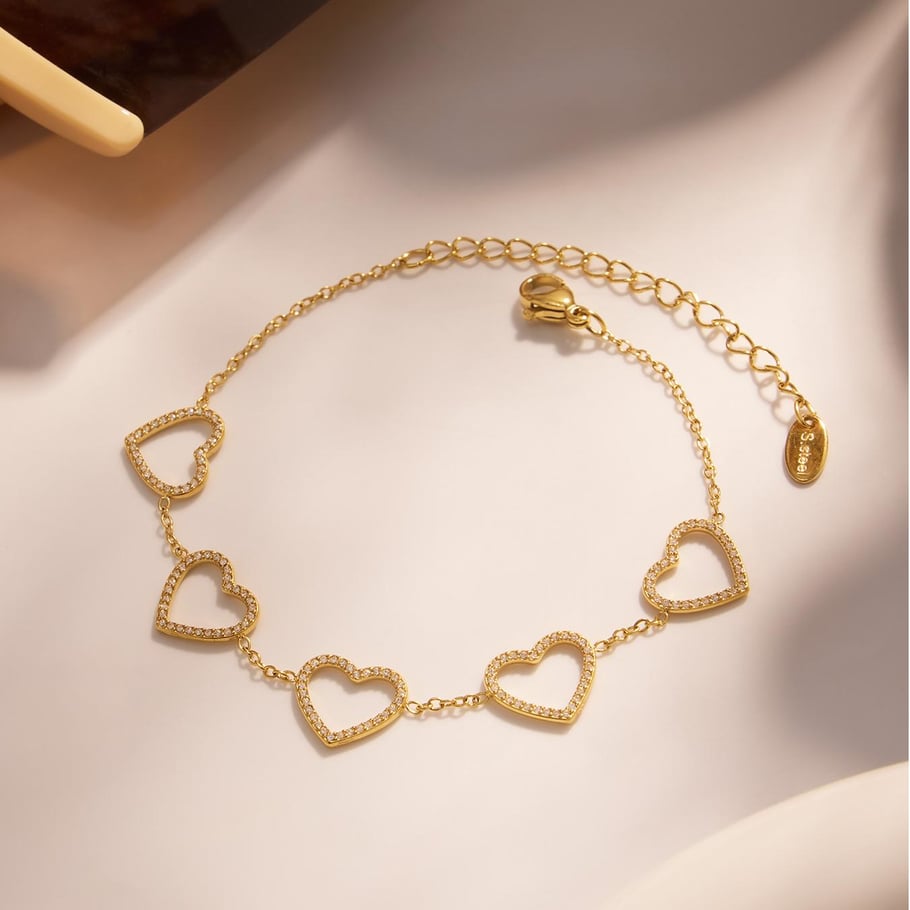1 Piece Luxurious Butterfly Stainless Steel Gold Color Zircon Women's Chain Bracelets Picture5