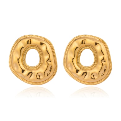 1 Pair Round Hammer Pattern Stainless Steel Stud Earrings h5 Picture6