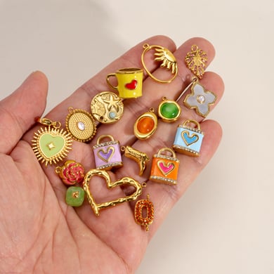 1 Piece Luxurious  Cute Flower Heart Boots Stainless Steel  Women's Pendants h5 Picture3
