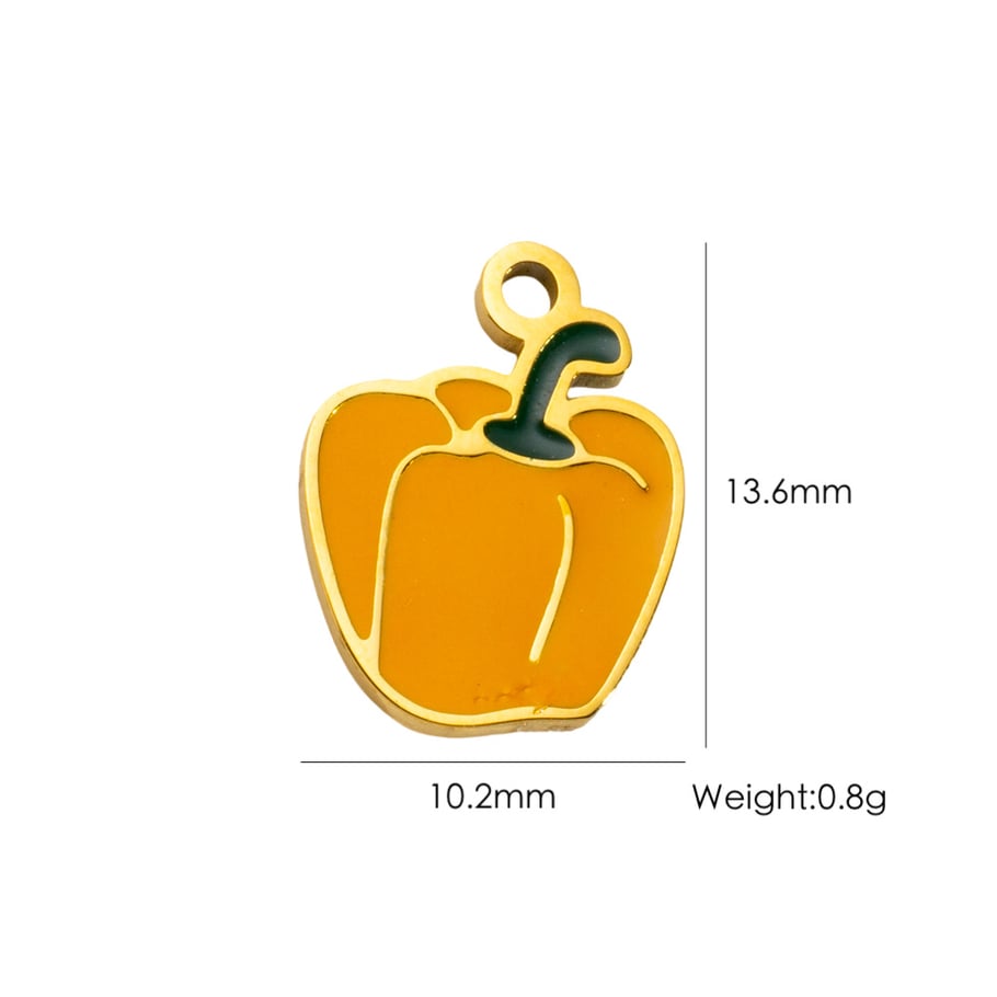 1 Piece DIY Romantic  Heart Animal Fruit Stainless Steel   Gold Color  Women's Pendants 
