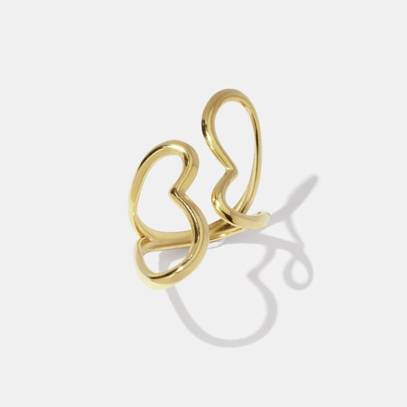 Anello minimalista color oro in acciaio inossidabile con cuore semplice da 1 pezzo 2