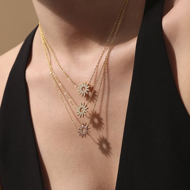 Luxurious Sun Stainless Steel Gold Color Women's Jewelry Sets h5 Picture3
