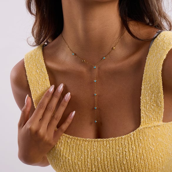 1 Piece Minimalist Circle Stainless Steel Gold Color Natural Stone Women's Pendant Necklaces