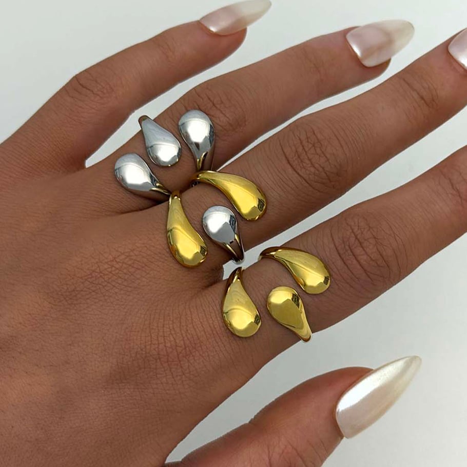 1 Piece Simple Daily Irregular Shape Stainless Steel  Gold Color  Statement Rings Picture4