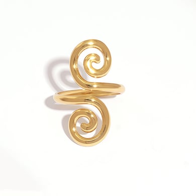 1 Piece  Retro Circle Stainless Steel  Gold Color Women's  Statement Rings h5 
