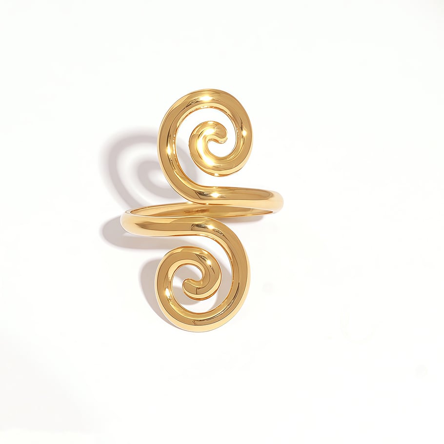 1 Piece  Retro Circle Stainless Steel  Gold Color Women's  Statement Rings 