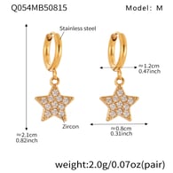 Q054-Golden Five-pointed Star Zircon Earrings-M Picture5