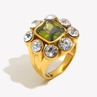 Flower Shaped Square Small Round Zirconium Ring - Gold/Number 7 Picture2