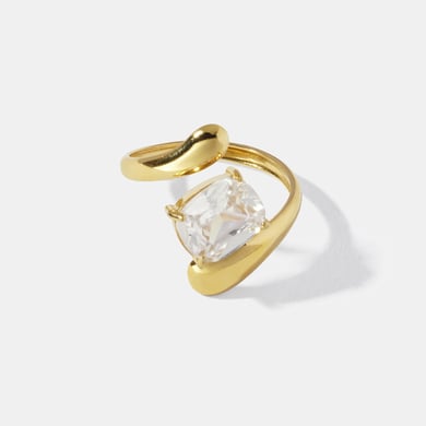 1 Piece Irregular Shape Zircon Stainless Steel  Gold Color Gemstone Ring h5 Picture2