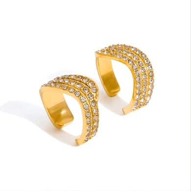 1 paio di orecchini a bottone da donna in acciaio inossidabile color oro con curva classica della serie Intricate h5 