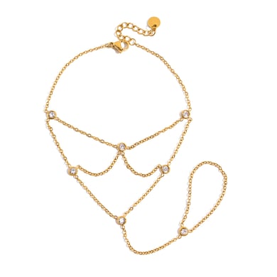 1 Piece Classic Lines Stainless Steel Gold Color Zircon Women's Chain Bracelets h5 