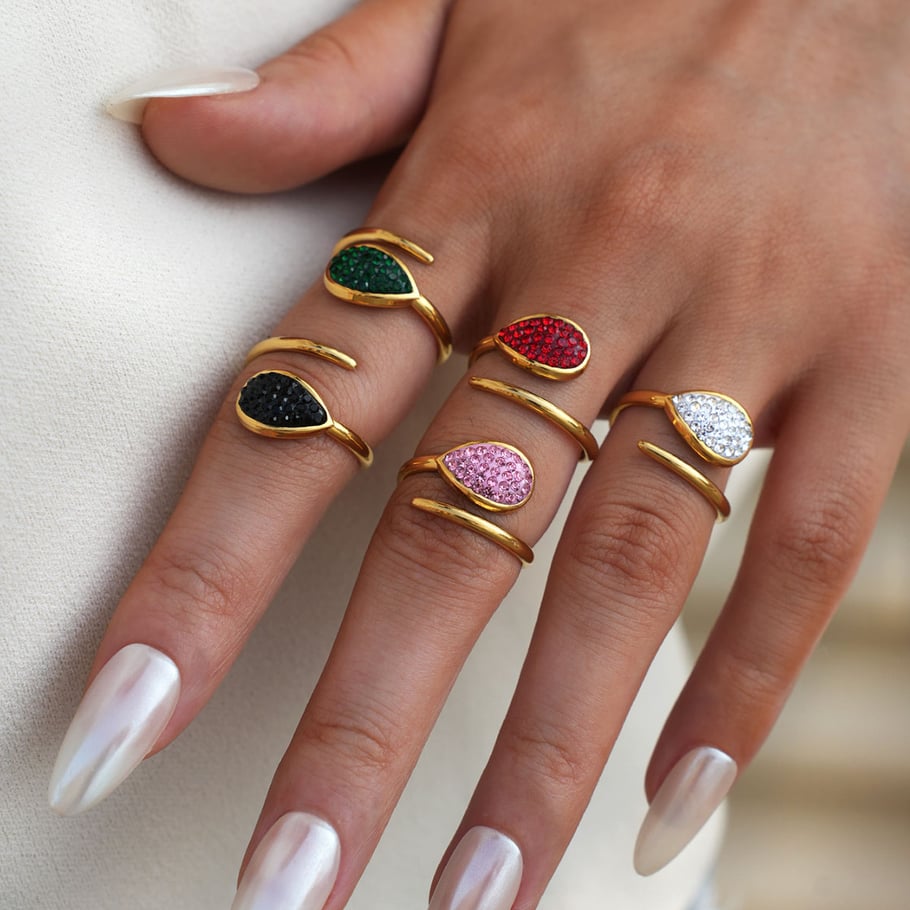 1 Piece  Casual Droplet Irregular Shape Stainless Steel Women‘s  Statement Rings Picture4