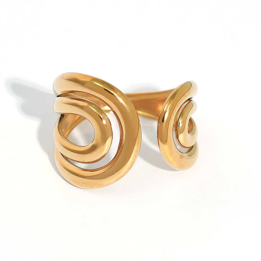 1 Piece Retro Irregular Shape Hollowed-out Stainless Steel Women's  Statement Rings 