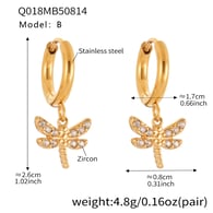 Q018-B Gold Glossy Small Dragonfly Earrings Picture2