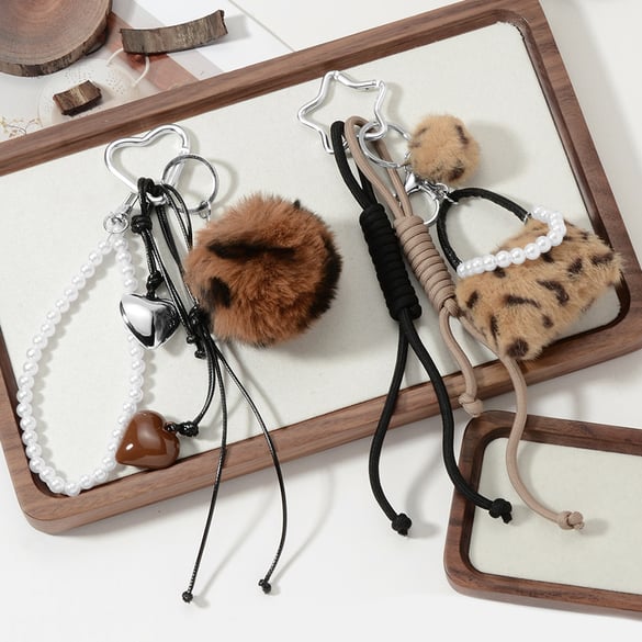 1 Piece Leopard Plush Ball Bag Charm 2