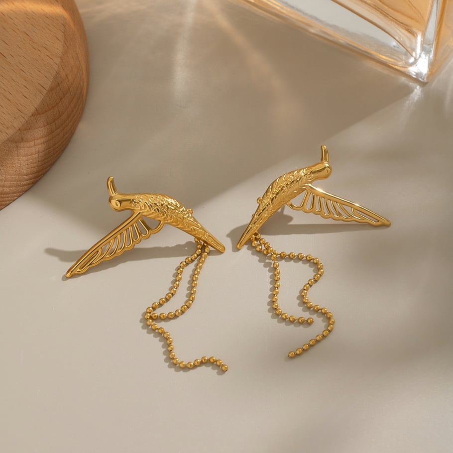 1 paar vogeloorbellen van roestvrij staal met gouden kleur Afbeelding3