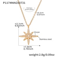 P1174-Gold eight-pointed star necklace 41+5cm Picture3