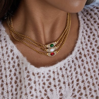 Collana con ciondolo da donna in acciaio inossidabile color oro con cerchio vintage da 1 pezzo h5 Immagine2