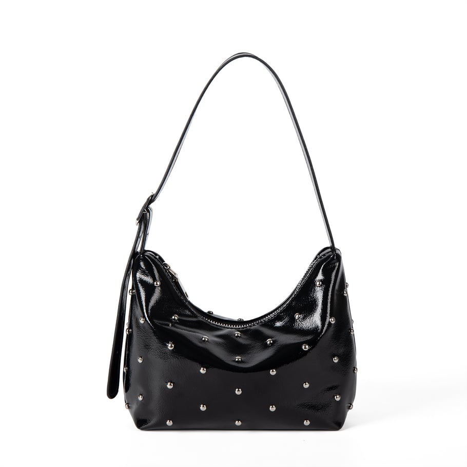 Borsa da donna in PU con rivetti, tinta unita, semplice, 1 pezzo Immagine2