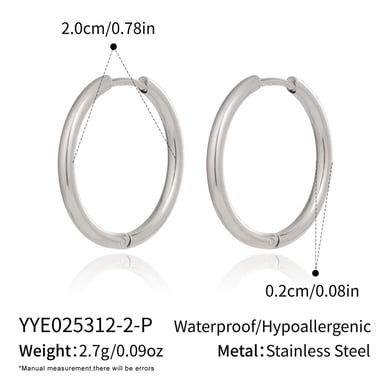1 Pair Stainless Steel Gold Color Basic Hoop Earrings h5 