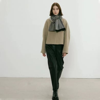 Bufandas de invierno para mujer de fibra sintética con tiras modernas de 1 pieza h5 Imagen2
