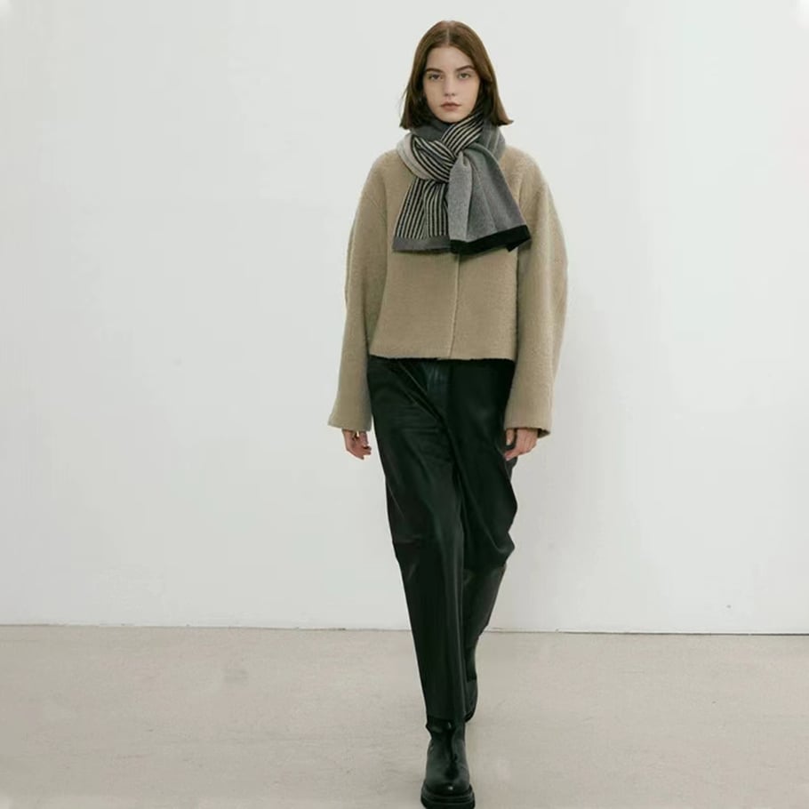 Bufandas de invierno para mujer de fibra sintética con tiras modernas de 1 pieza Imagen2