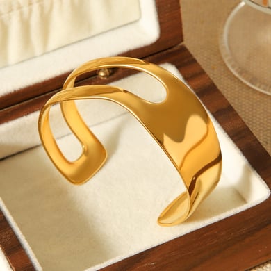 Braccialetti da donna in acciaio inossidabile scavato di forma irregolare, 1 pezzo h5 Immagine5
