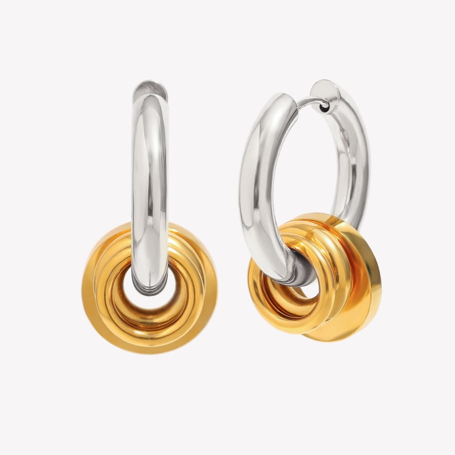 1 Piece Simple Mixed Gold&Silver Colors Stainless Steel Women's Hoop Earrings Picture4