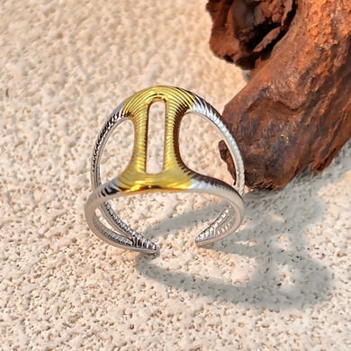 1 Piece Daily Stainless Steel MIxed Color Statement Ring h5 