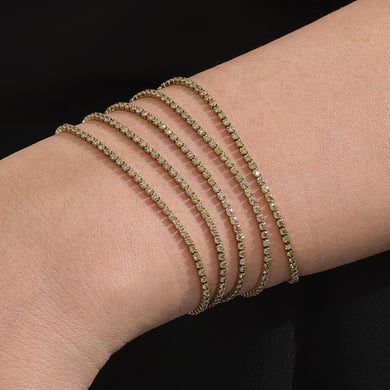 Pulsera de cadena de acero inoxidable con circonitas de color dorado y líneas delicadas para mujer (1 unidad) h5 Imagen7