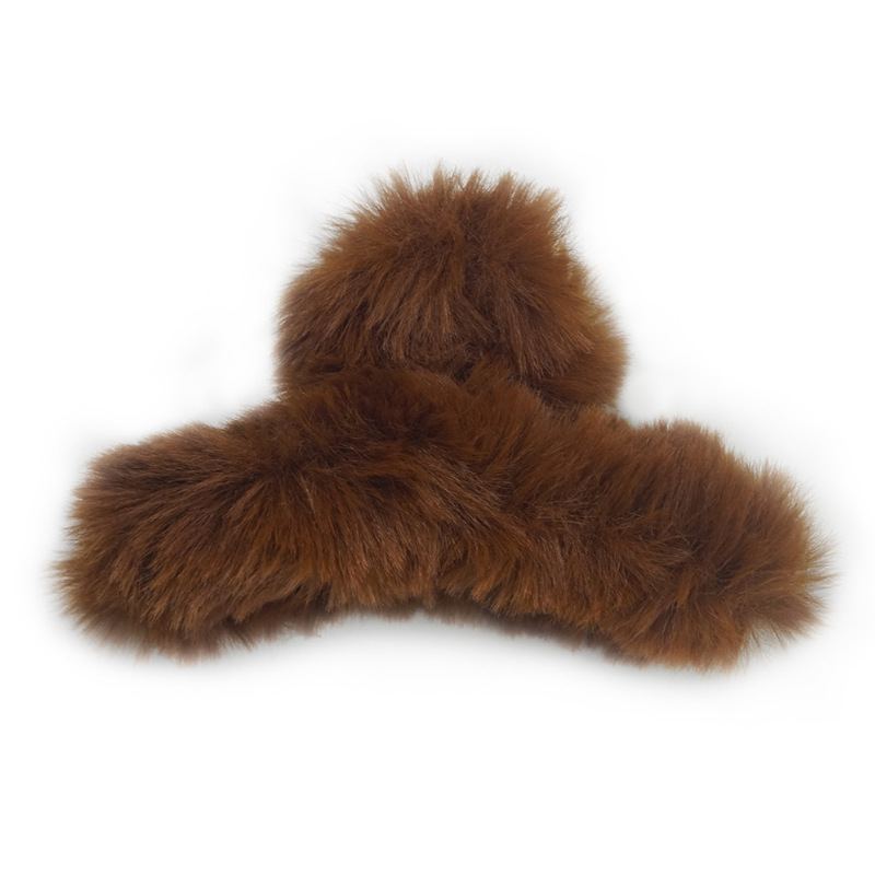 1 pezzo semplice carino tinta unita morbido peluche fermacapelli da donna Immagine3