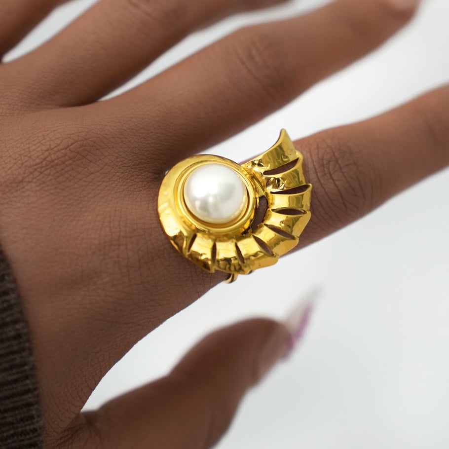 Bague simple en acier inoxydable avec motif tortue naturelle, 1 pièce Image4