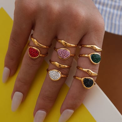 1 Piece Casual Hollowed-out Stainless Steel Gold Color Statement Rings h5 Picture7
