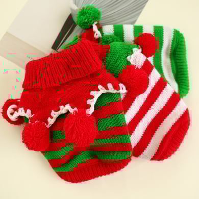 1 Piece Cute Christmas Strip Pet Sweater h5 Picture5