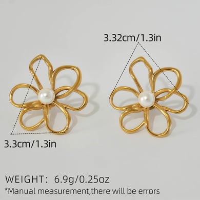 1 paar retro bloemen oorbellen van roestvrij staal in goudkleur voor dames h5 Afbeelding2