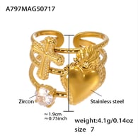 A797-Anello Cuore Dorato/Numero 7 Immagine3