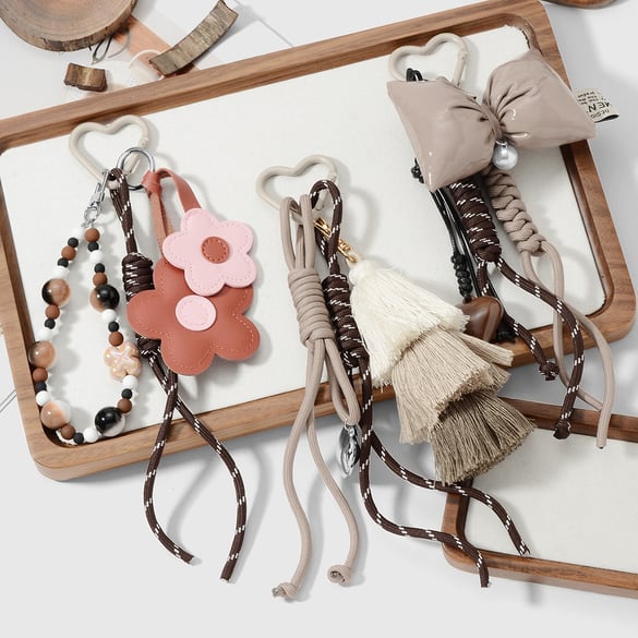 1 Piece Leather Flower Bag Charm 2