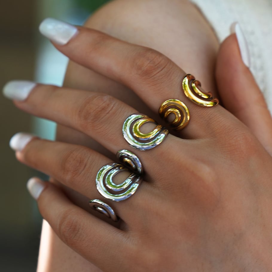 1 Piece Retro Irregular Shape Hollowed-out Stainless Steel Women's  Statement Rings Picture5