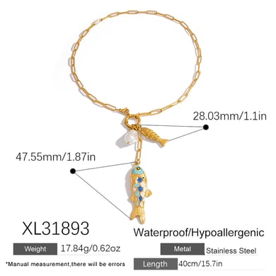 1 Piece Light Luxury and High End Fish Shaped Stainless Steel Women's Pendant Necklaces h5 Picture2